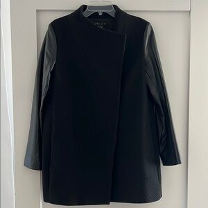 Theory Black Pea Coat Minimalist Design